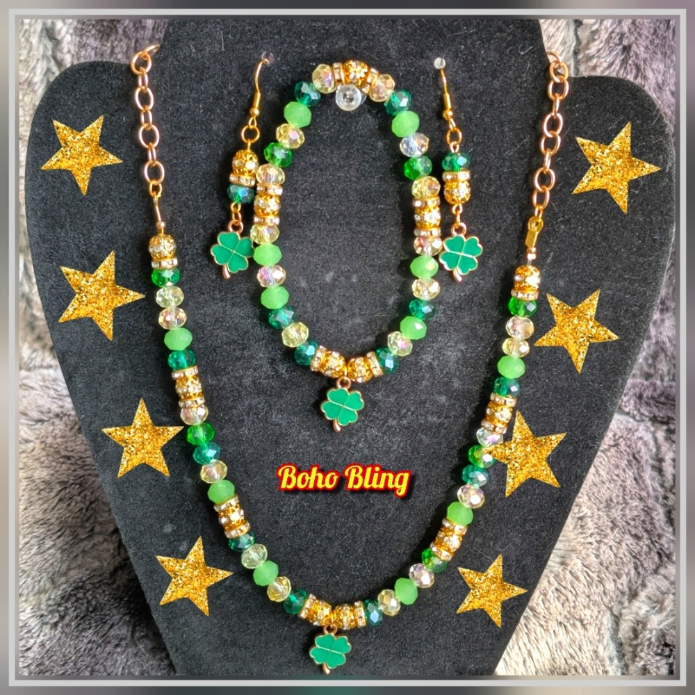 LUCKY CHARM" Boho Bling Set Handmade Beaded Jewelry